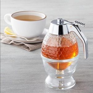 GlassSyrup Pourer Dispenser Glass Honeycomb Pattern 🍯 🥞 Cute!
